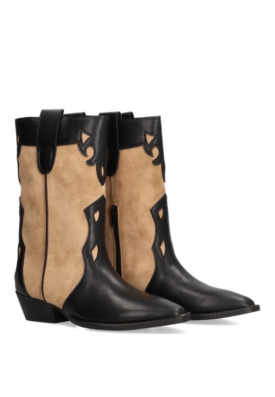 Bota de mujer LUNA TREND m4750 negro sintetico suela plana