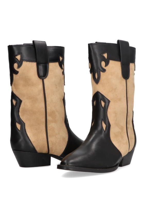 Bota de mujer LUNA TREND m4750 negro sintetico suela plana