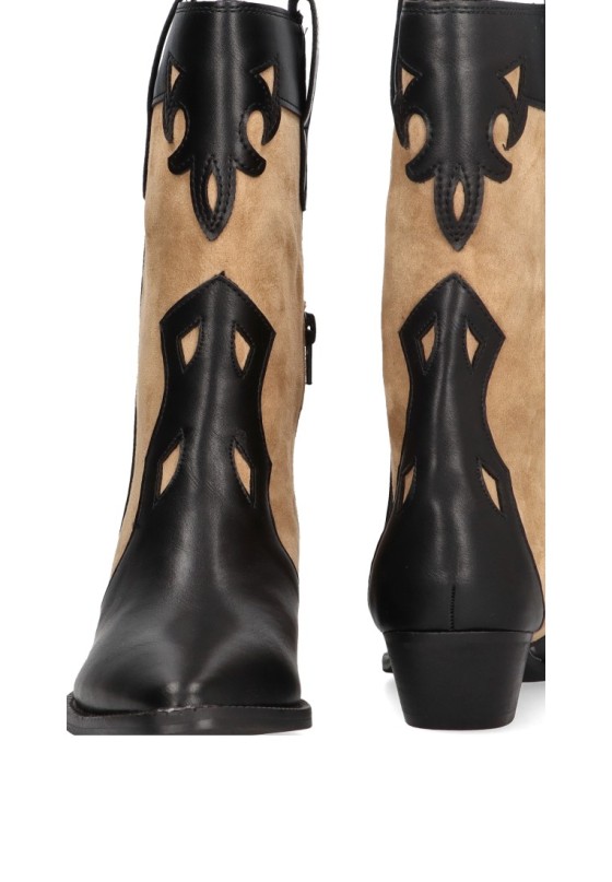 Bota de mujer LUNA TREND m4750 negro sintetico suela plana