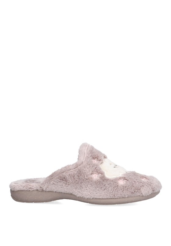 Zapatillas casa de mujer CABRERA 4500 beige textil  suela plana