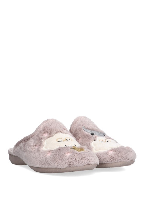 Zapatillas casa de mujer CABRERA 4500 beige textil  suela plana