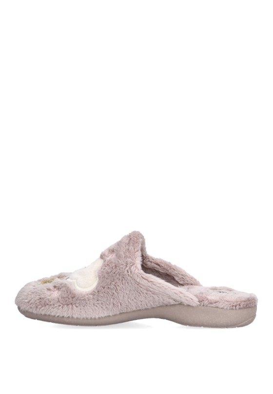 Zapatillas casa de mujer CABRERA 4500 beige textil  suela plana