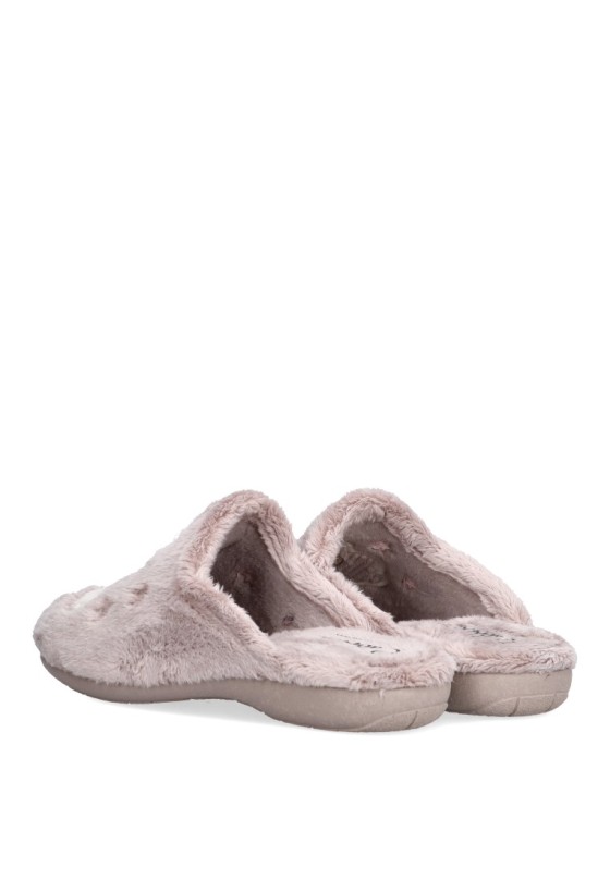 Zapatillas casa de mujer CABRERA 4500 beige textil  suela plana