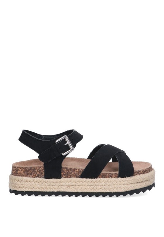 Sandalia de niña Luna Collection 31-124n negro sintetico suela doble