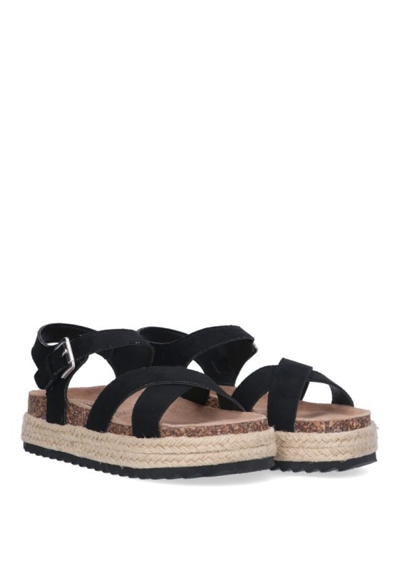 Sandalia de niña Luna Collection 31-124n negro sintetico suela doble