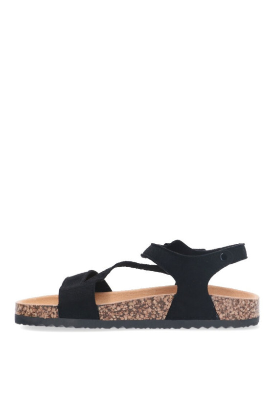 Sandalia de mujer Luna Collection 27-602 negro sintetico suela plana