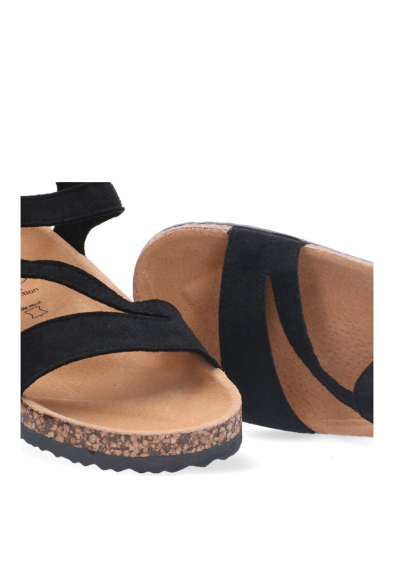 Sandalia de mujer Luna Collection 27-602 negro sintetico suela plana