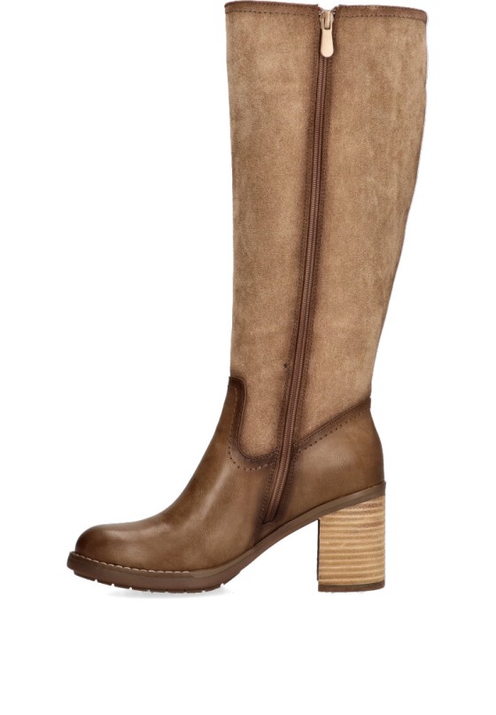 Bota de mujer ETIKA 11025 taupe antelina tacón alto