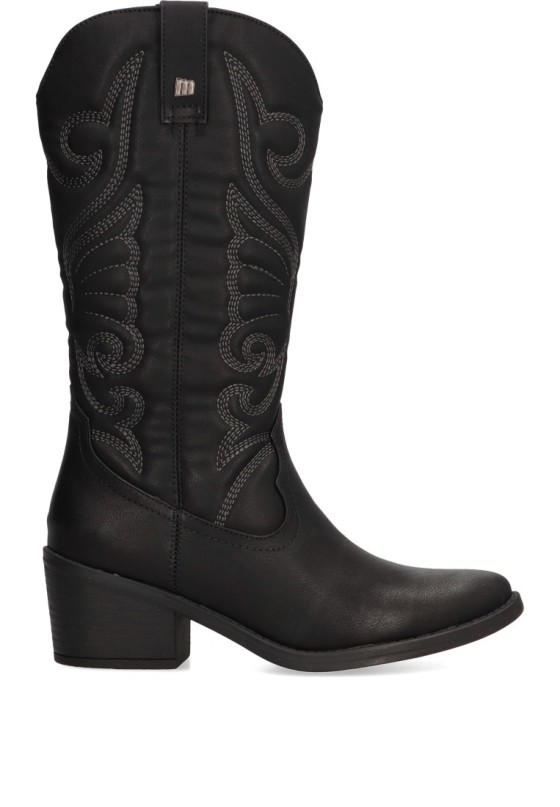 Bota de mujer MUSTANG 59794 negro sintetico tacón medio