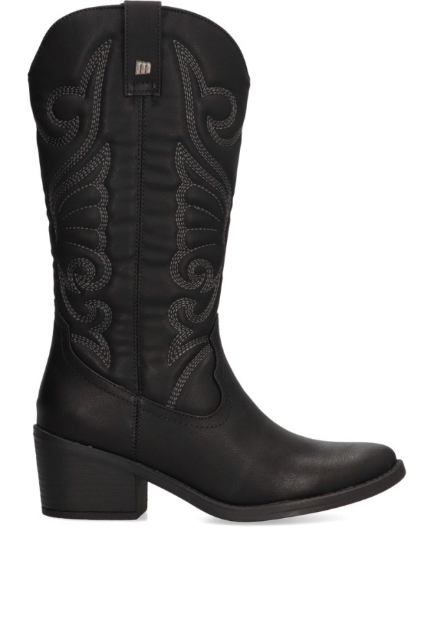 Bota de mujer MUSTANG 59794 negro sintetico tacón medio