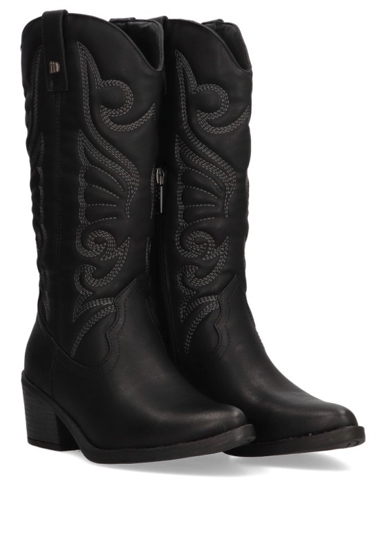 Bota de mujer MUSTANG 59794 negro sintetico tacón medio