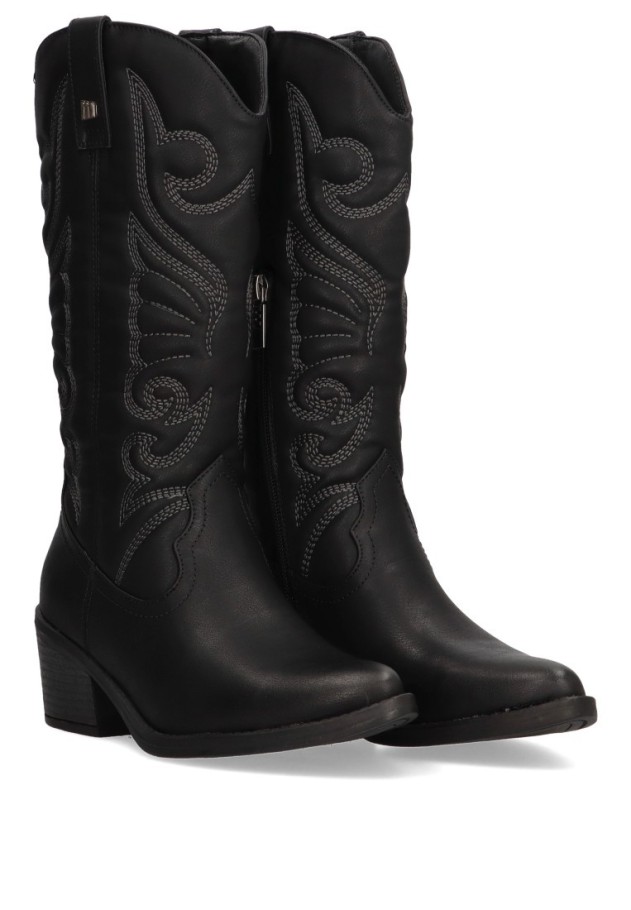 Bota de mujer MUSTANG 59794 negro sintetico tacón medio