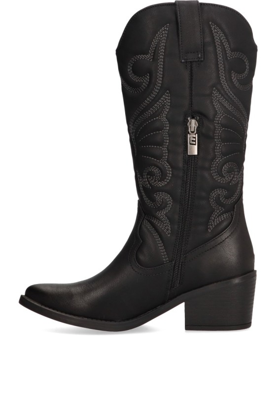 Bota de mujer MUSTANG 59794 negro sintetico tacón medio