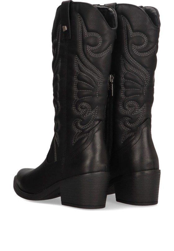 Bota de mujer MUSTANG 59794 negro sintetico tacón medio