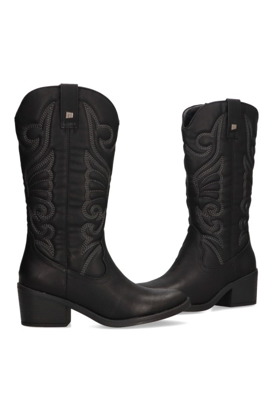 Bota de mujer MUSTANG 59794 negro sintetico tacón medio