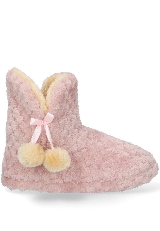 Zapatillas casa de mujer Luna Collection 15-347n rosa textil  suela plana