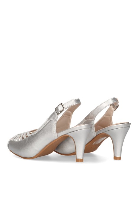 Sandalia de mujer PRESTIGIO c-405 plata sintetico tacón medio