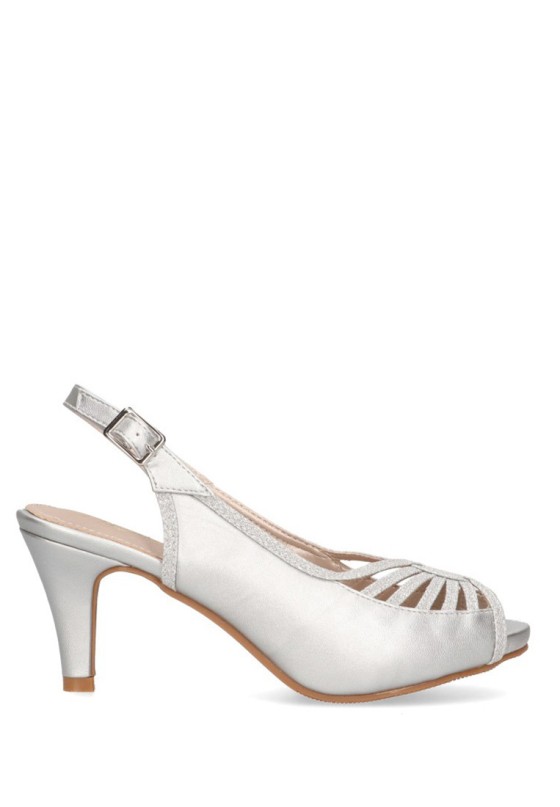 Sandalia de mujer PRESTIGIO c-405 plata sintetico tacón medio