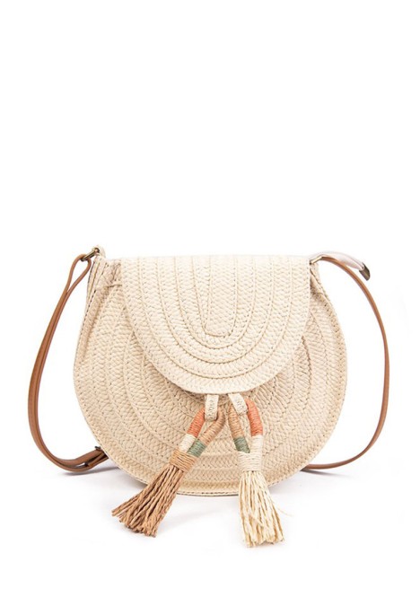 Bolso bandolera pequeña de mujer Luna Collection yaiza 2 beige rafia 