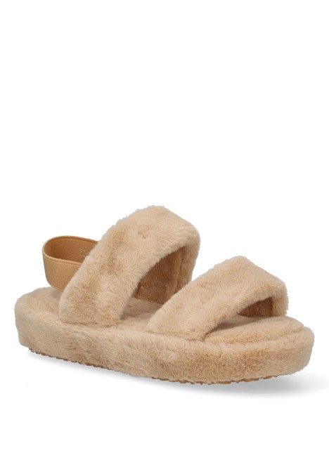 Zapatillas casa de niña Luna Collection 55-202 beige textil  suela plana