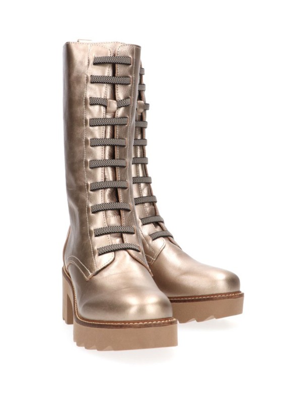 Bota de mujer VALERIAS 1590 platino piel tacón alto