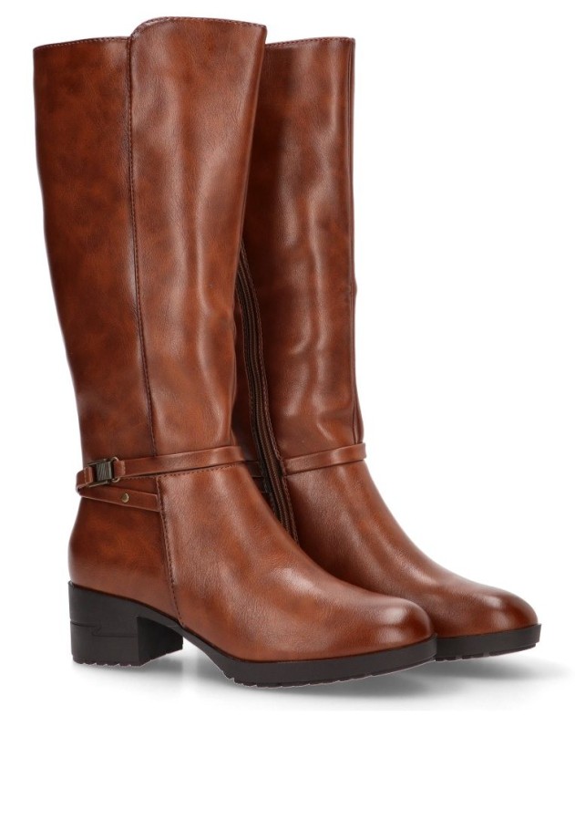 Bota de mujer HISPAFLEX 2401 cuero sintetico tacón medio