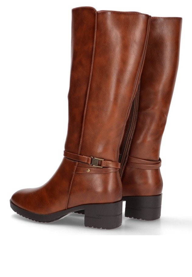 Bota de mujer HISPAFLEX 2401 cuero sintetico tacón medio