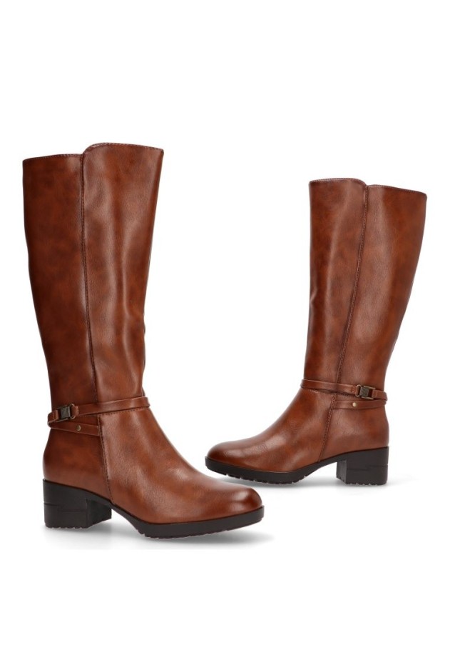 Bota de mujer HISPAFLEX 2401 cuero sintetico tacón medio