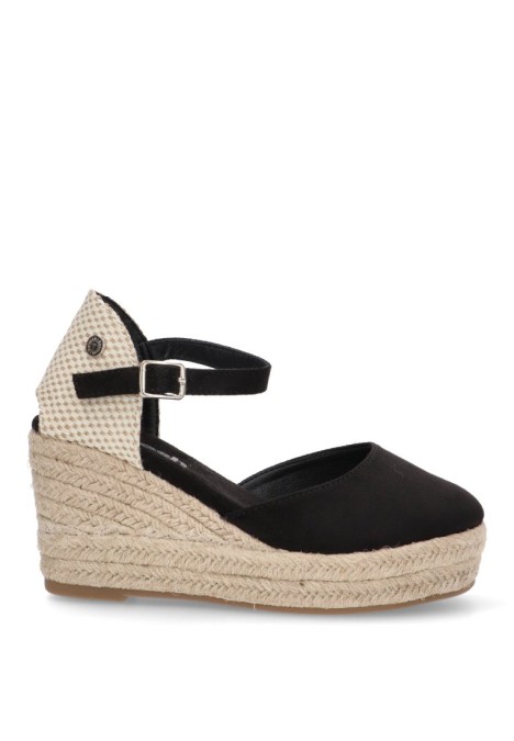 Alpargata de mujer REFRESH 172644 negro sintetico cuña alta