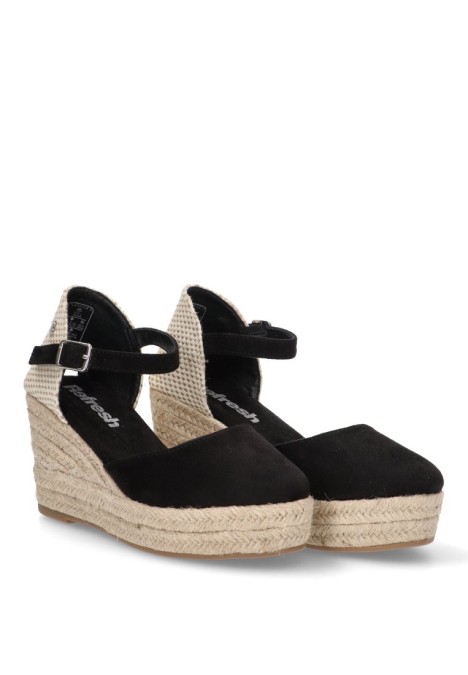 Alpargata de mujer REFRESH 172644 negro sintetico cuña alta