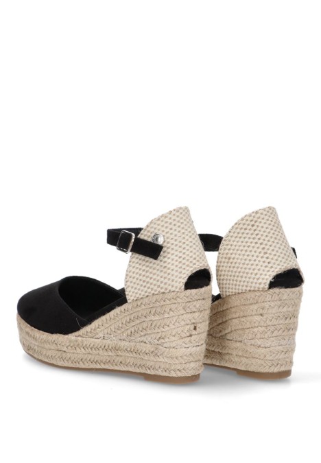 Alpargata de mujer REFRESH 172644 negro sintetico cuña alta