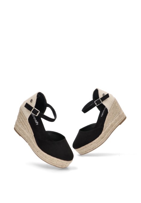 Alpargata de mujer REFRESH 172644 negro sintetico cuña alta