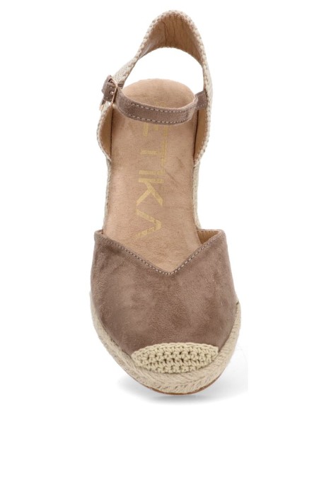 Alpargata de mujer ETIKA 20010 taupe antelina cuña media