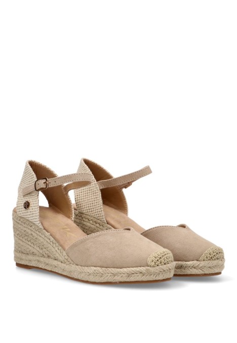 Alpargata de mujer ETIKA 20010 beige antelina cuña media