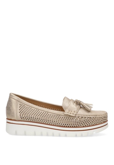 Nautico kiova mocasin de mujer ARMONY 68004 oro sintetico suela plana