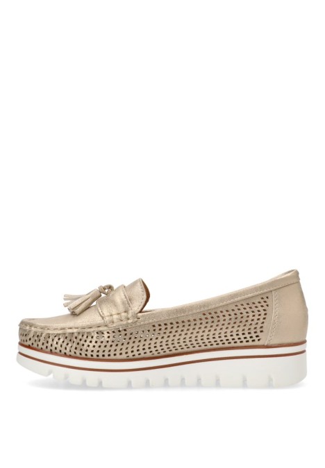 Nautico kiova mocasin de mujer ARMONY 68004 oro sintetico suela plana