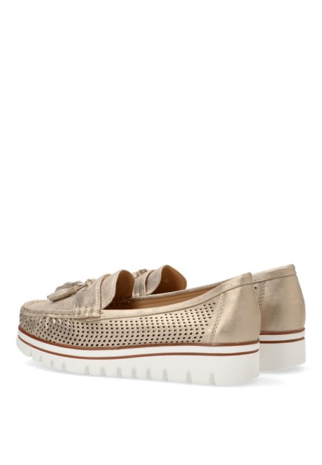 Nautico kiova mocasin de mujer ARMONY 68004 oro sintetico suela plana