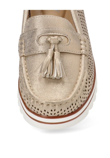Nautico kiova mocasin de mujer ARMONY 68004 oro sintetico suela plana
