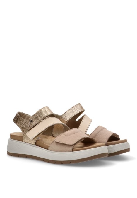 Sandalia de mujer FLUCHOS f2165 taupe piel suela plana