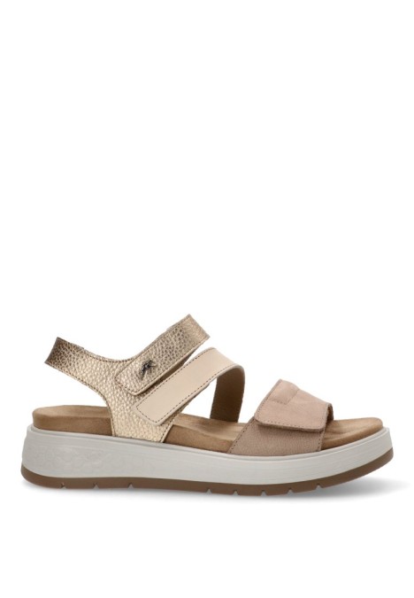 Sandalia de mujer FLUCHOS f2165 taupe piel suela plana