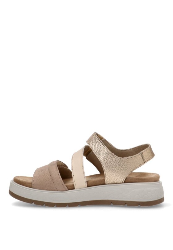 Sandalia de mujer FLUCHOS f2165 taupe piel suela plana