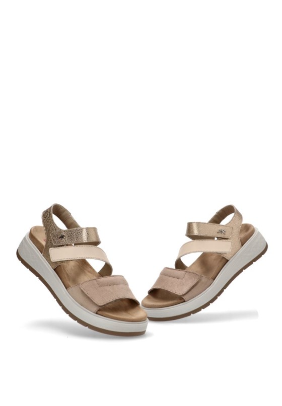 Sandalia de mujer FLUCHOS f2165 taupe piel suela plana
