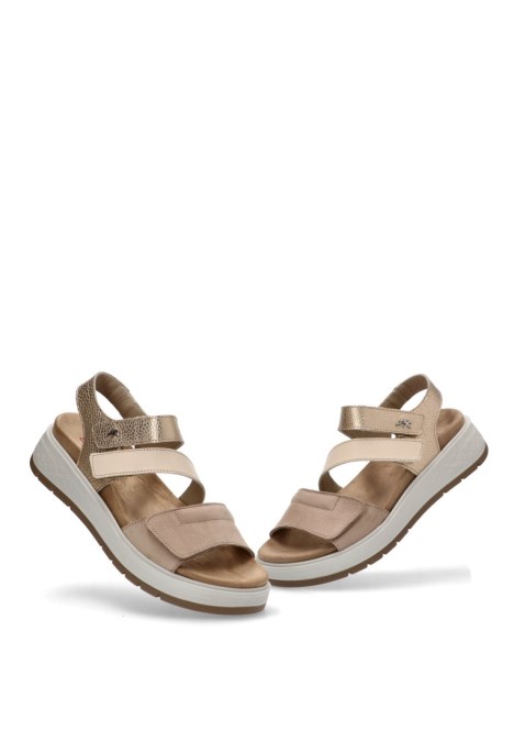 Sandalia de mujer FLUCHOS f2165 taupe piel suela plana