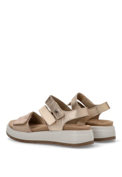 Sandalia de mujer FLUCHOS f2165 taupe piel suela plana