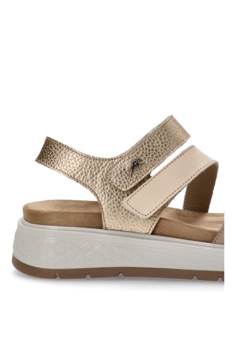 Sandalia de mujer FLUCHOS f2165 taupe piel suela plana