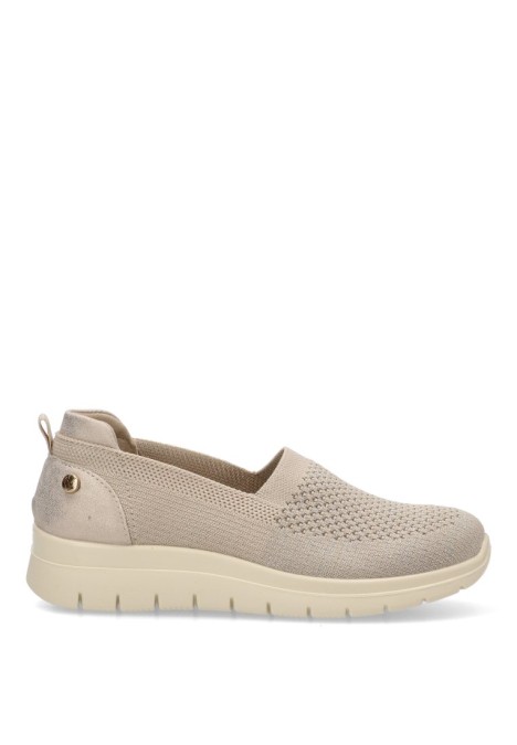 Zapato de mujer AMARPIES amd28396 beige textil  suela plana
