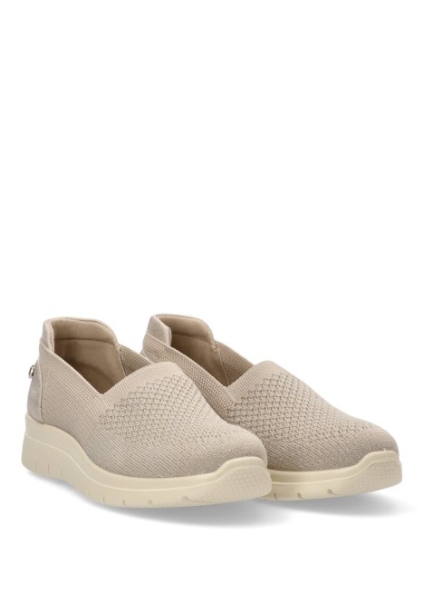 Zapato de mujer AMARPIES amd28396 beige textil  suela plana