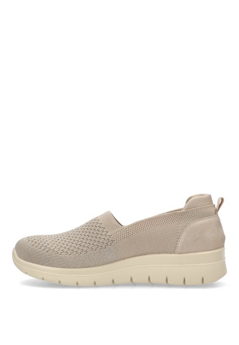 Zapato de mujer AMARPIES amd28396 beige textil  suela plana