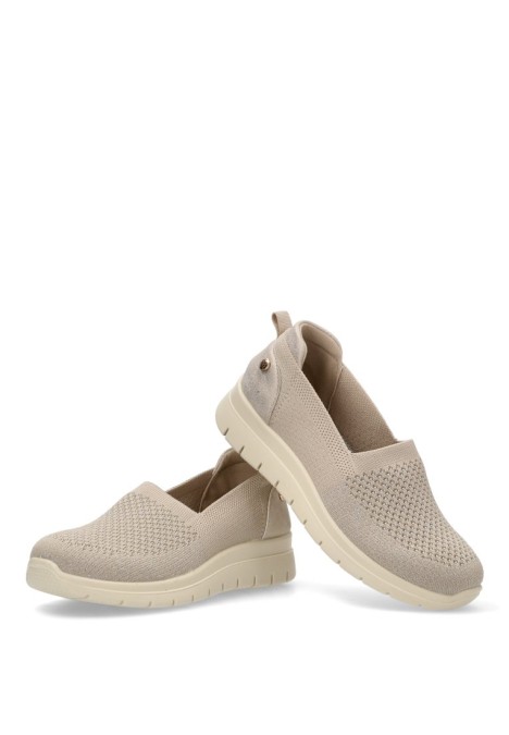 Zapato de mujer AMARPIES amd28396 beige textil  suela plana