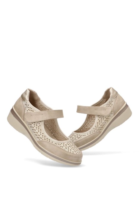 Zapato de mujer AMARPIES amd28401 beige sintetico suela plana